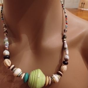 SAVE: Pre-Owned Costume Beaded Necklace with Earthy Tones